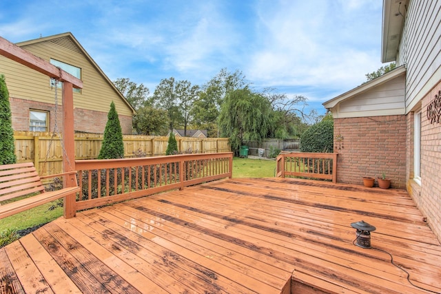 deck featuring a yard