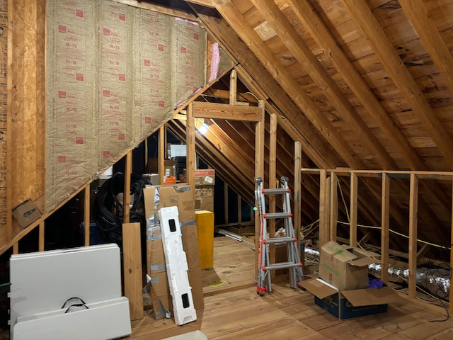 view of unfinished attic