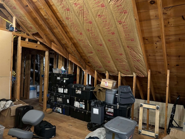 view of unfinished attic