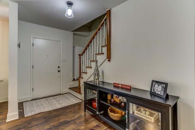 entrance foyer with dark hardwood / wood-style floors