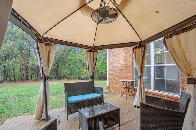 view of patio featuring a gazebo