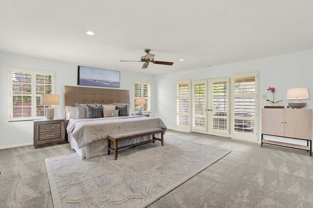280 Waring Rd, Memphis, TN 38117 - carpeted bedroom with access to exterior, recessed lighting, and a ceiling fan