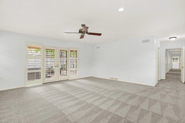 280 Waring Rd, Memphis, TN 38117 - spare room with light carpet, ceiling fan, french doors, and recessed lighting
