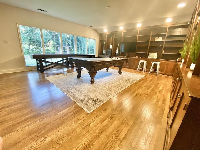 recreation room featuring light hardwood / wood-style floors and billiards