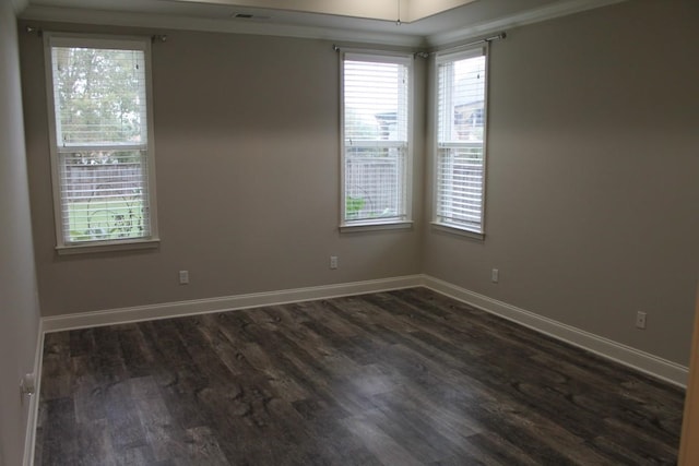 spare room featuring dark hardwood / wood-style flooring