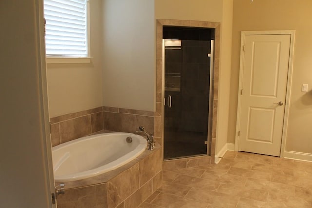 bathroom with plus walk in shower