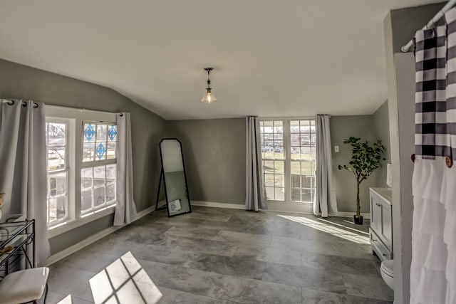 interior space featuring vaulted ceiling and plenty of natural light