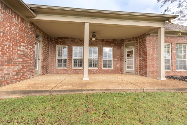 view of patio / terrace featuring ceiling fan