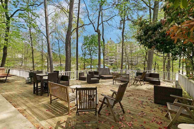 view of patio / terrace featuring outdoor lounge area and a deck