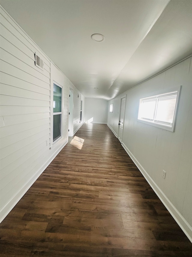 hall featuring dark hardwood / wood-style floors