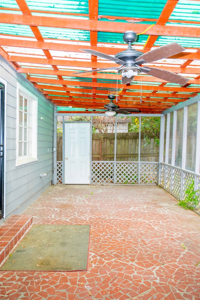 view of unfurnished sunroom