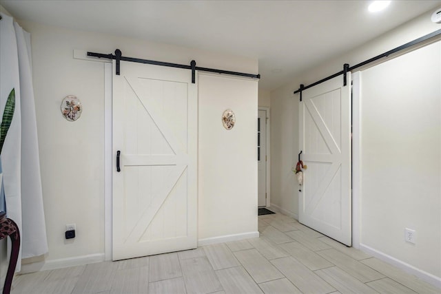 foyer with a barn door