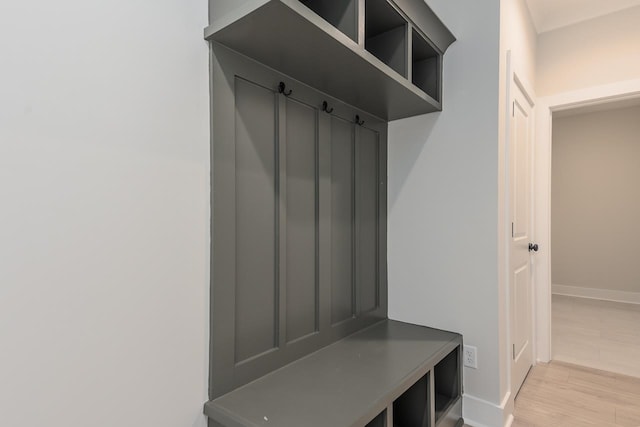 mudroom featuring light hardwood / wood-style flooring