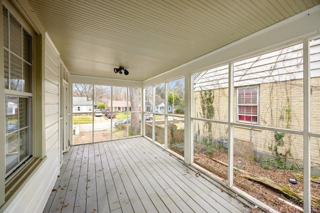 view of unfurnished sunroom