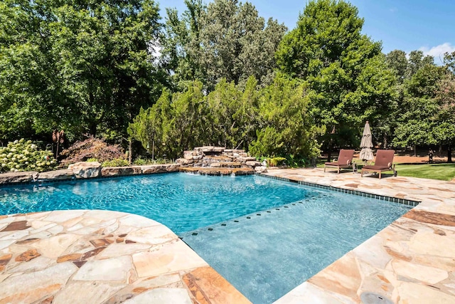 view of pool featuring a patio