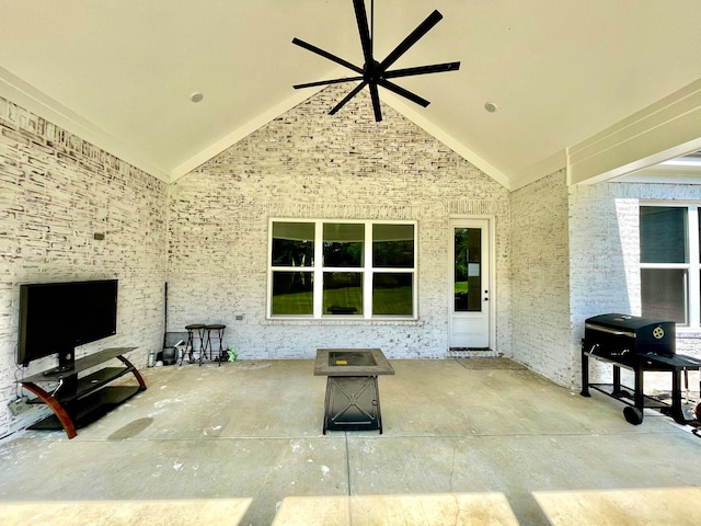 view of patio / terrace featuring ceiling fan and a grill