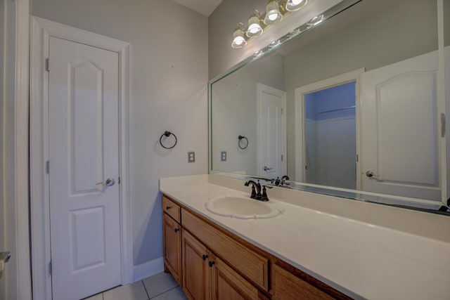 bathroom featuring vanity and tile patterned floors