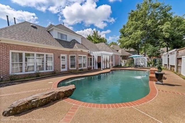 view of swimming pool with a patio area