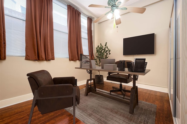 71 Union Ave Unit 102, Memphis, TN 38103 - sitting room with baseboards, ceiling fan, and wood finished floors