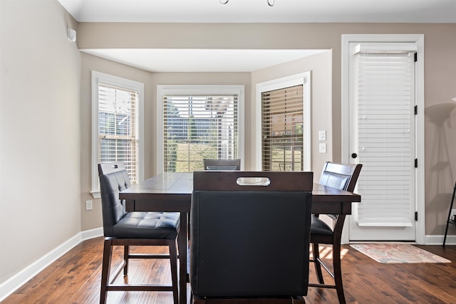 dining room with dark hardwood / wood-style floors