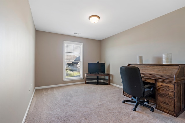 office featuring light carpet