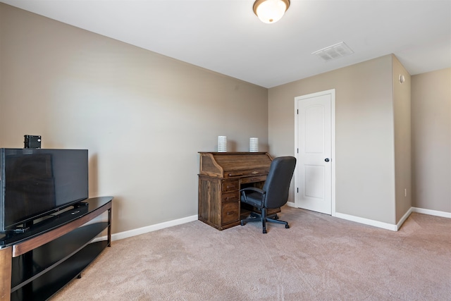 view of carpeted home office