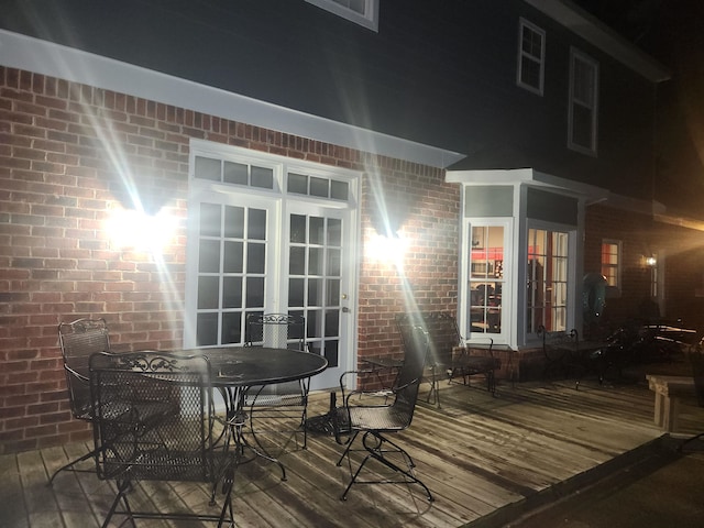 wooden deck with french doors