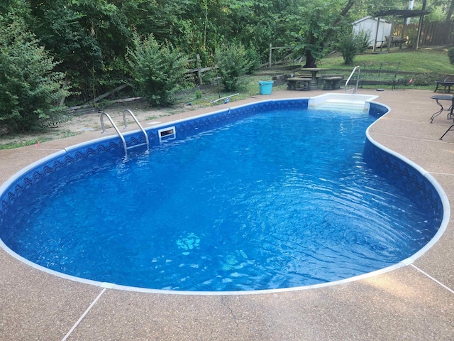 view of pool featuring a patio