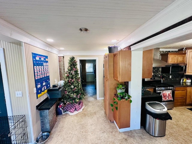 hallway with ornamental molding