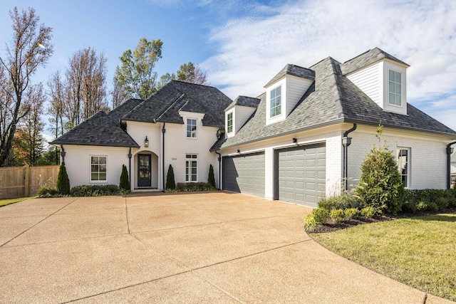 view of front facade featuring a garage and a front lawn