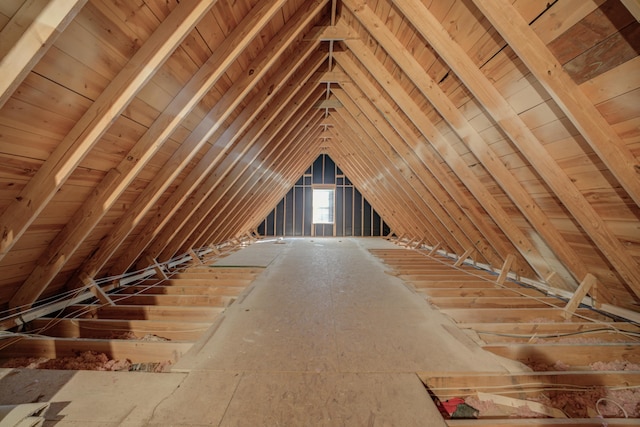 view of unfinished attic