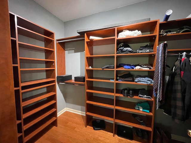 walk in closet featuring hardwood / wood-style floors