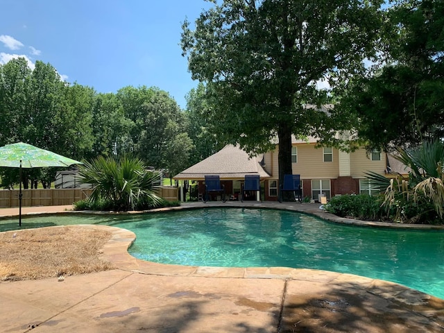 view of swimming pool with a patio area