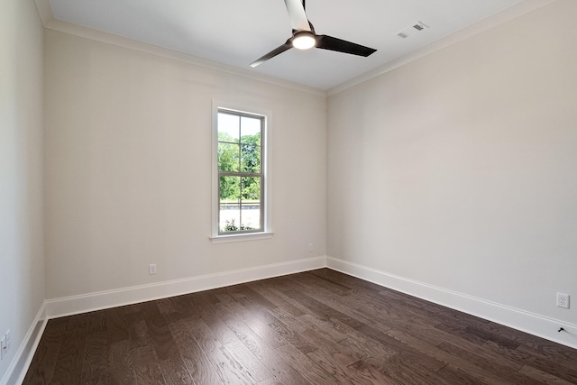 140 Magnolia Ridge Dr, Rossville, TN 38066 - unfurnished room featuring ornamental molding, dark wood-type flooring, a ceiling fan, and baseboards