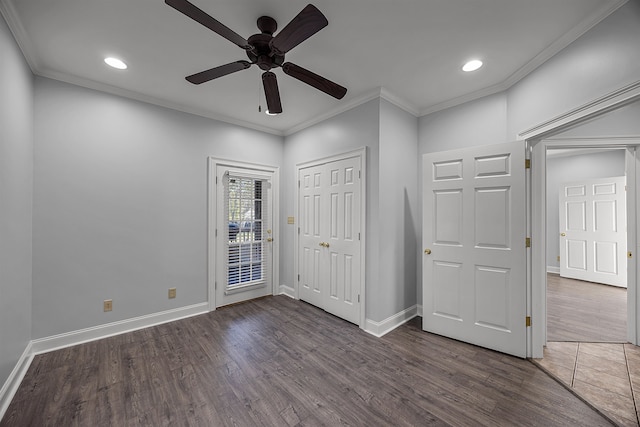 6 Laura Ln, Iuka, MS 38852 - interior space with ceiling fan, dark wood-type flooring, and ornamental molding