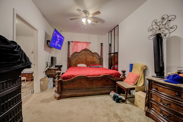 bedroom featuring carpet flooring and ceiling fan