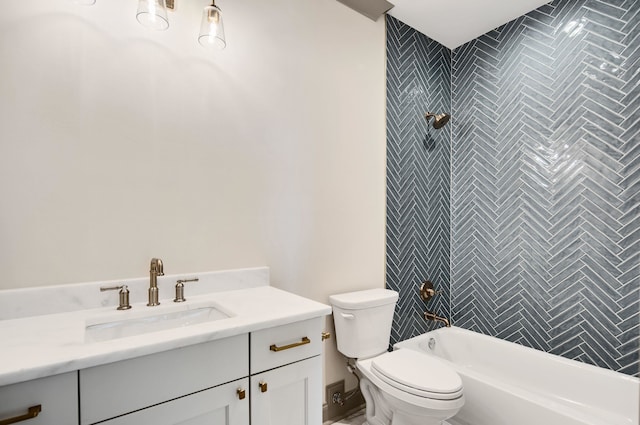 full bathroom with shower / washtub combination, vanity, and toilet