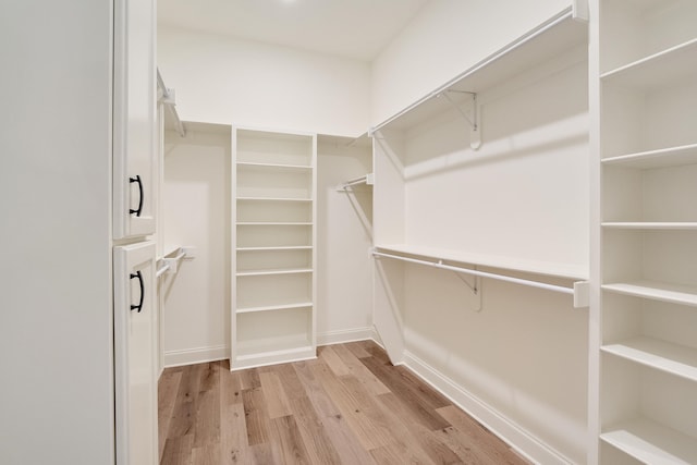 spacious closet featuring light wood-type flooring