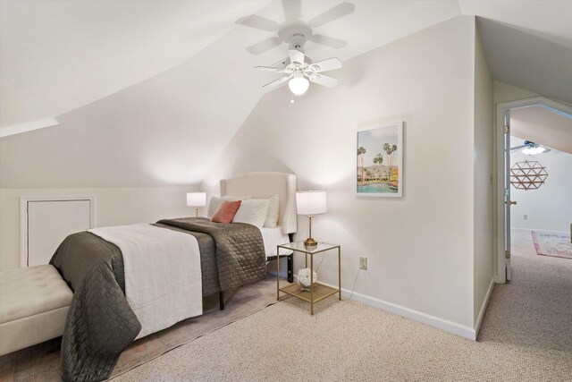 1876 Cowden Ave, Memphis, TN 38104 - bedroom with lofted ceiling, carpet, baseboards, and ceiling fan