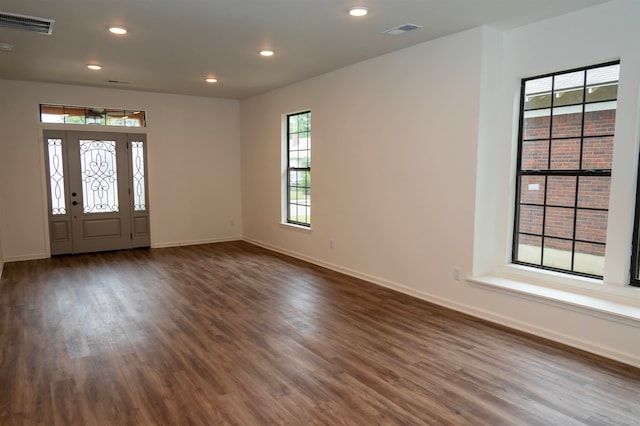 entrance foyer with dark wood-type flooring