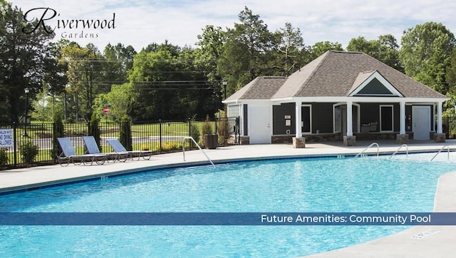 205 Oak Hollow Dr, Oakland, TN 38060 - community pool with a patio, view of scattered trees, and an outdoor structure