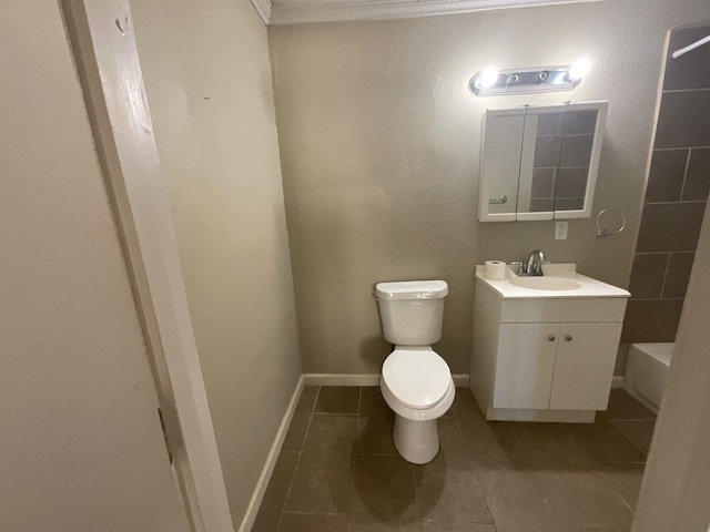 bathroom featuring tile patterned floors, vanity, and toilet