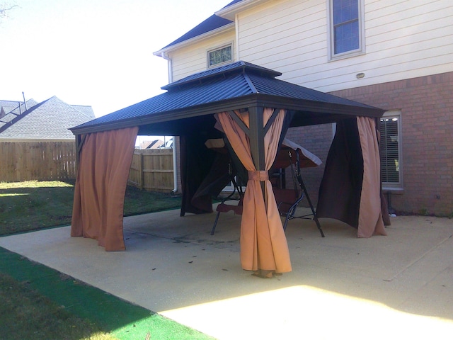 view of patio / terrace featuring a gazebo