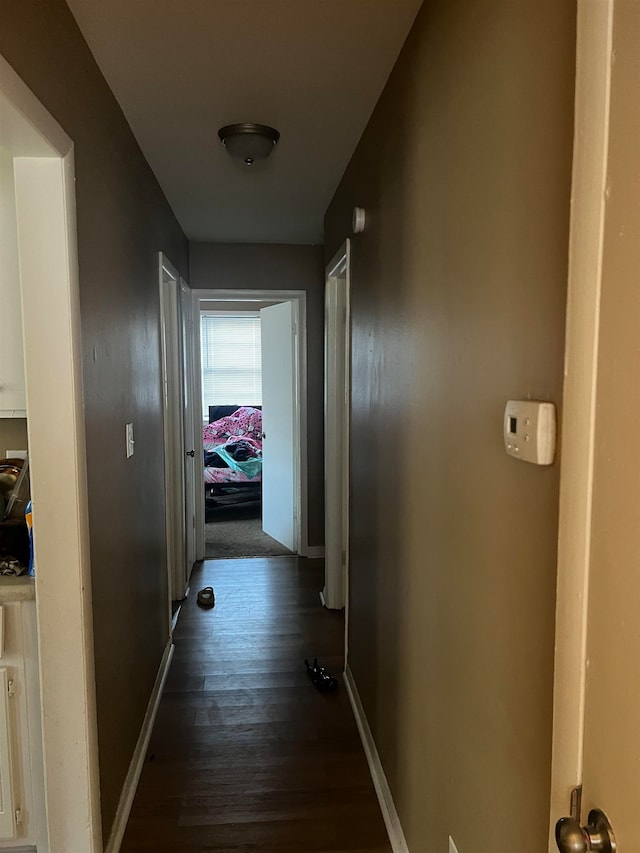 corridor featuring dark hardwood / wood-style floors