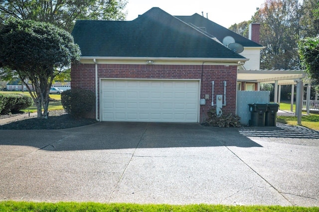 view of property exterior featuring a garage