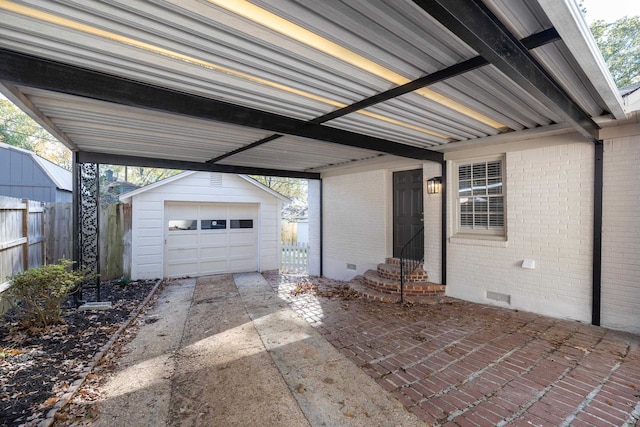 view of garage