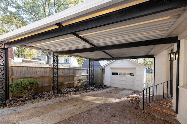 view of parking featuring a carport and a garage