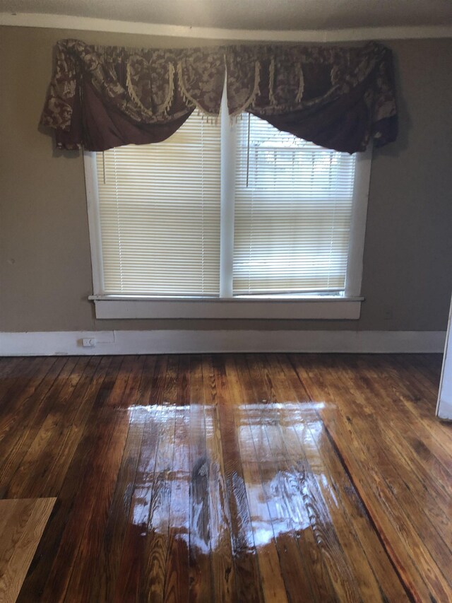 empty room with dark hardwood / wood-style flooring