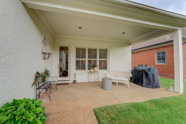 view of patio with area for grilling