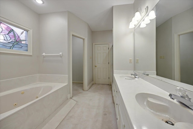 bathroom featuring vanity and a bathtub